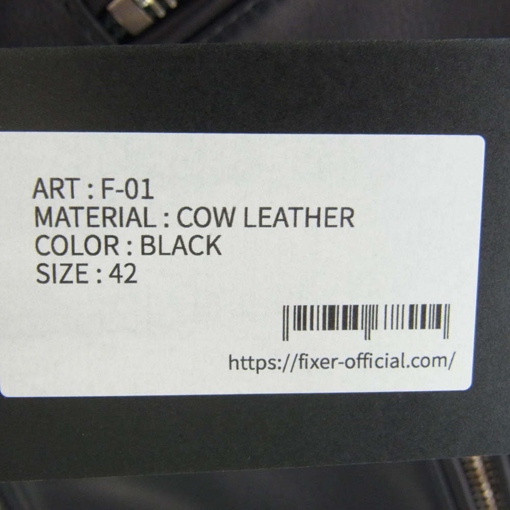 フィクサー F-01 COW LEATHER カウレザー ダブルライダース ジャケット ブラック系 42【新古品】【未使用】【中古】