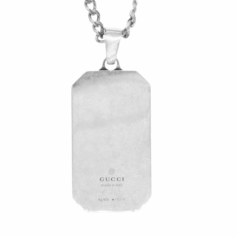 GUCCI グッチ 728265 J89B0 GG&BEE ビー エングレービング ドッグタグ ペンダント フィガロチェーン ネックレス シルバー系【中古】
