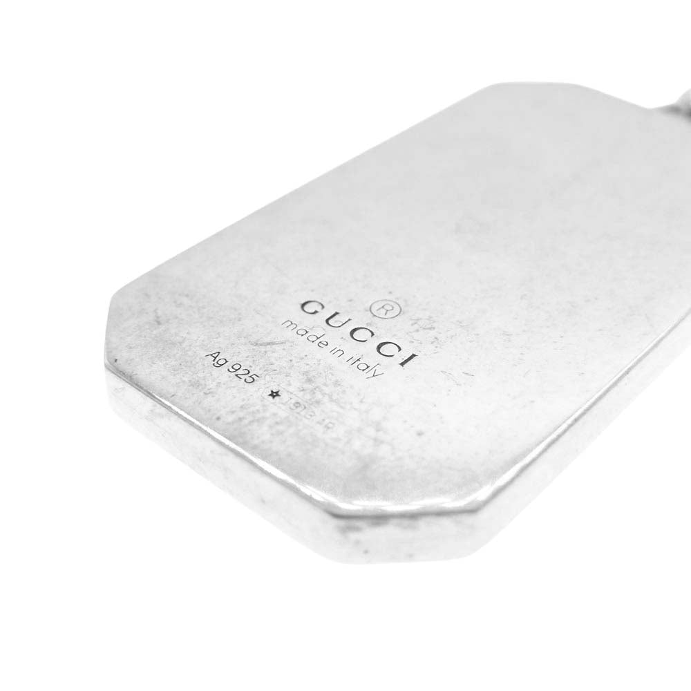 GUCCI グッチ 728265 J89B0 GG&BEE ビー エングレービング ドッグタグ ペンダント フィガロチェーン ネックレス シルバー系【中古】