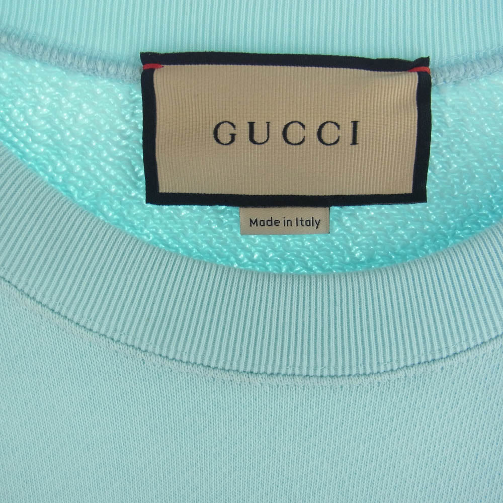 GUCCI グッチ 22AW 617964 XJEGL ばなにゃ バナニャ ロゴプリント クルーネック スウェット トレーナー ライトブルー系 XL【中古】