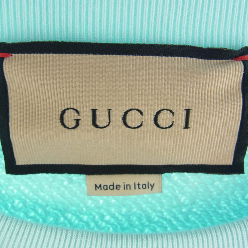 GUCCI グッチ 22AW 617964 XJEGL ばなにゃ バナニャ ロゴプリント クルーネック スウェット トレーナー ライトブルー系 XL【中古】