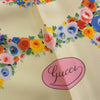 GUCCI グッチ シルク100％ OLD オールド 花柄 フラワー スカーフ ホワイト オフホワイト系【中古】