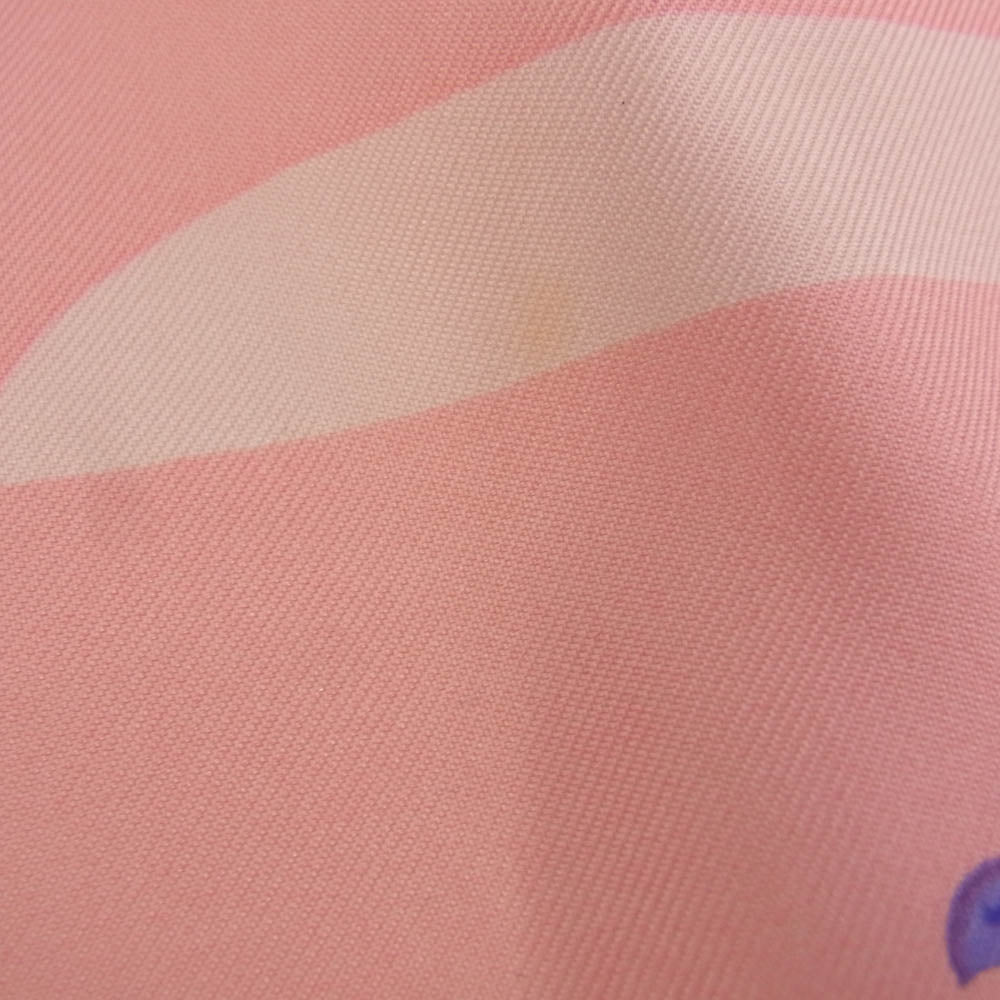 HERMES エルメス シルク100％  LA PRAIRIE カレ90 フラワー スカーフ ピンク系【中古】