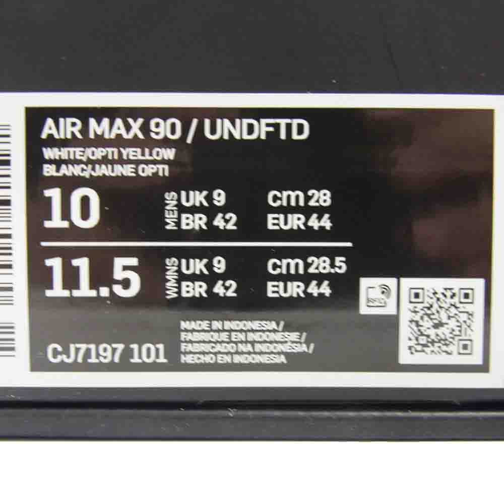 NIKE ナイキ × Undefeated アンディフィーテッド CJ7197-101 Air Max 90 エアマックス90 White Optic Yellow ホワイト オプティック イエロー ローカットスニーカー ホワイト系 イエロー系 28cm【極上美品】【中古】
