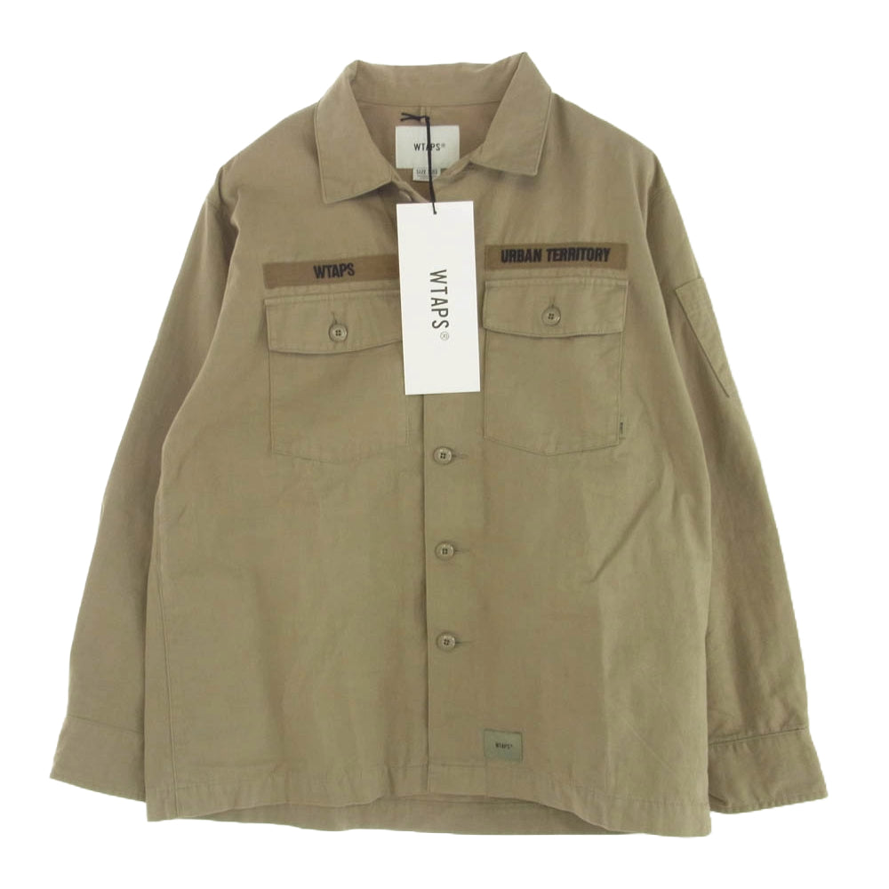 WTAPS ダブルタップス 21AW 212BRDT-SHM02 BUDS LS COTTON SERGE ミリタリー 長袖 シャツ カーキ系 03【中古】