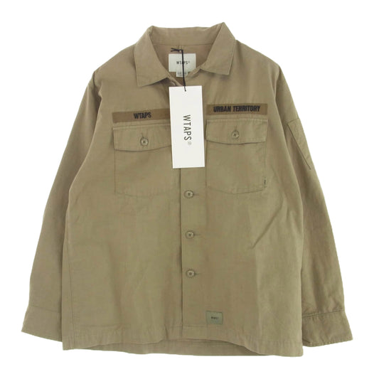 WTAPS ダブルタップス 21AW 212BRDT-SHM02 BUDS LS COTTON SERGE ミリタリー 長袖 シャツ カーキ系 03【中古】