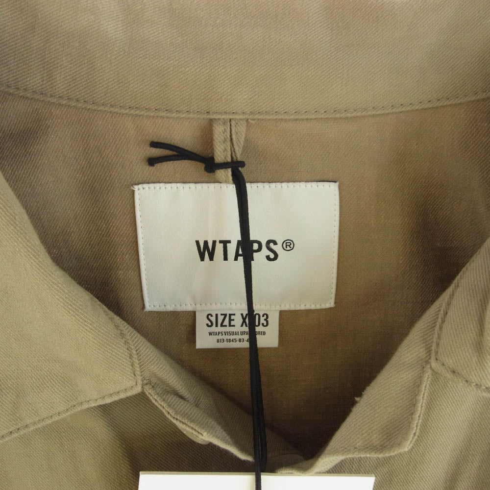 WTAPS ダブルタップス 21AW 212BRDT-SHM02 BUDS LS COTTON SERGE ミリタリー 長袖 シャツ カーキ系 03【中古】