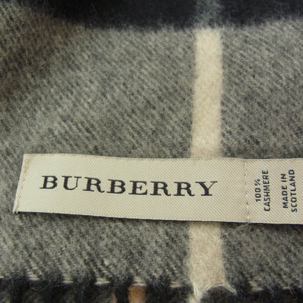BURBERRY バーバリー カシミア100％ チェック マフラー ブラック系 ホワイト系【中古】