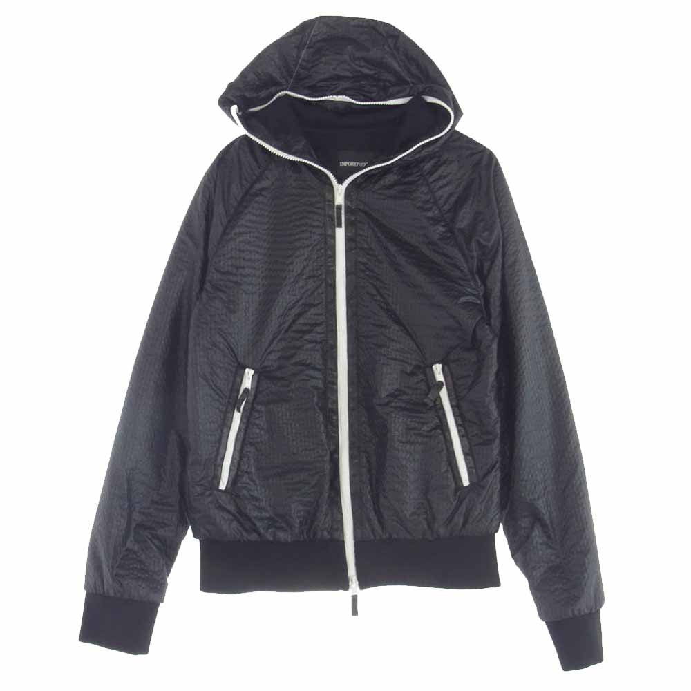 Emporio Armani エンポリオ・アルマーニ EMILE LINE ナイロン フルジップ パーカー ジャケット ブラック系 50【中古】