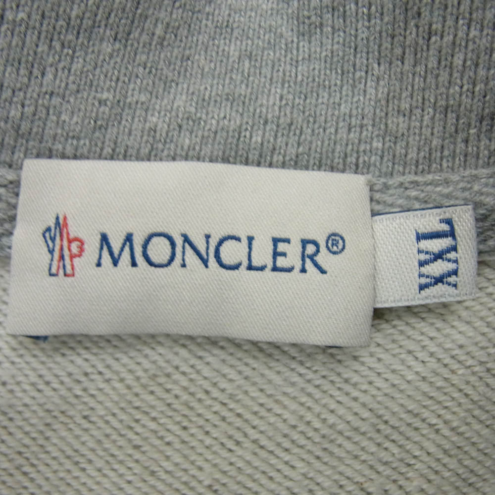 MONCLER モンクレール 510918431400 MAGLIA CARDIGAN ロゴワッペン 付き トリコロール ジップ スウェット カーディガン ジャケット グレー系 XXL【中古】