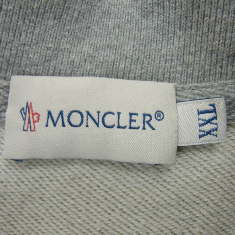 MONCLER モンクレール 510918431400 MAGLIA CARDIGAN ロゴワッペン 付き トリコロール ジップ スウェット カーディガン ジャケット グレー系 XXL【中古】