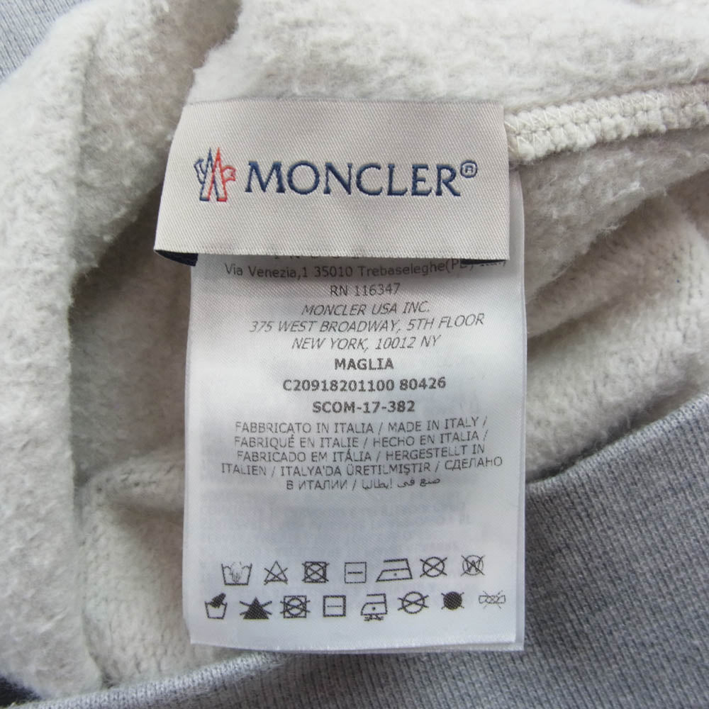 MONCLER モンクレール C20918201100 maglia マグリア ワッペン プルオーバー パーカー グレー系 L【中古】