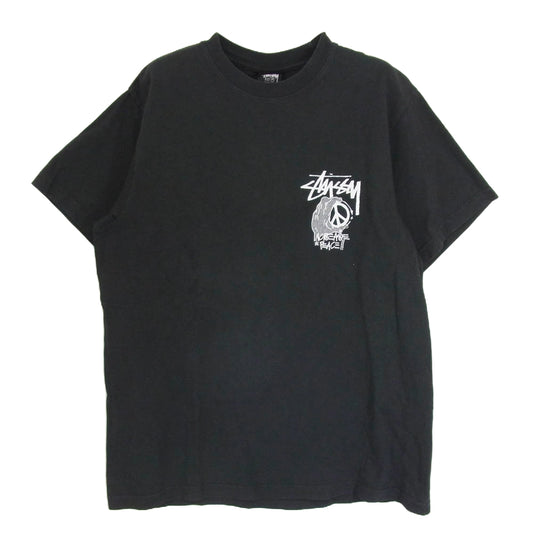 STUSSY ステューシー USA製 PEACE HAND PIGMENT DYED TEE ピース ハンド ピグメント ダイ Tシャツ ブラック系 M【中古】