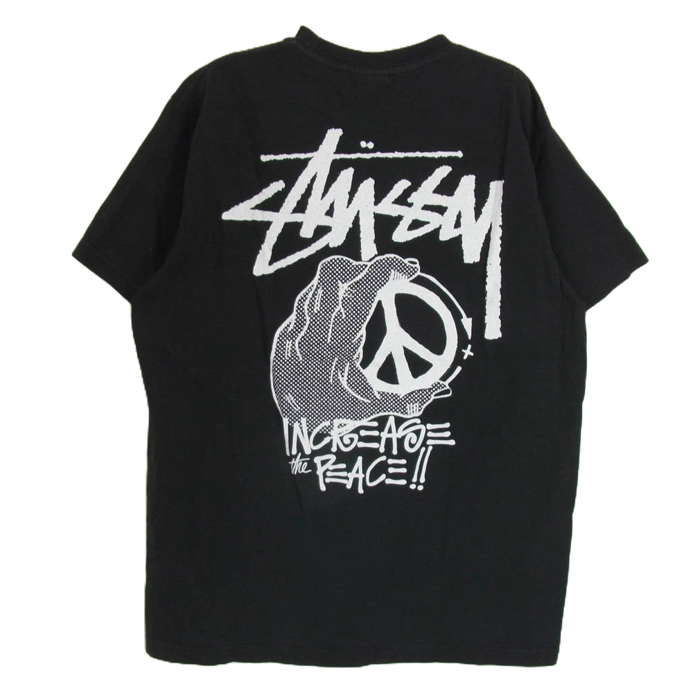 STUSSY ステューシー USA製 PEACE HAND PIGMENT DYED TEE ピース ハンド ピグメント ダイ Tシャツ ブラック系 M【中古】