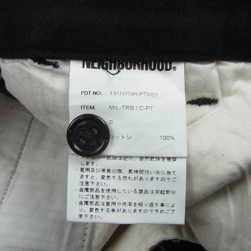 NEIGHBORHOOD ネイバーフッド 191NYNH-PTM01 19SS MIL-TRS/C-PT サイドライン パンツ ブラック系 S【中古】