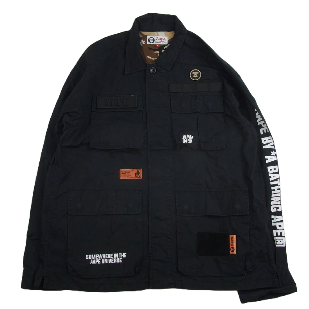 A BATHING APE アベイシングエイプ AAPE M-65 Shirt Jacket ミリタリー シャツ ジャケット ブラック系 M【中古】