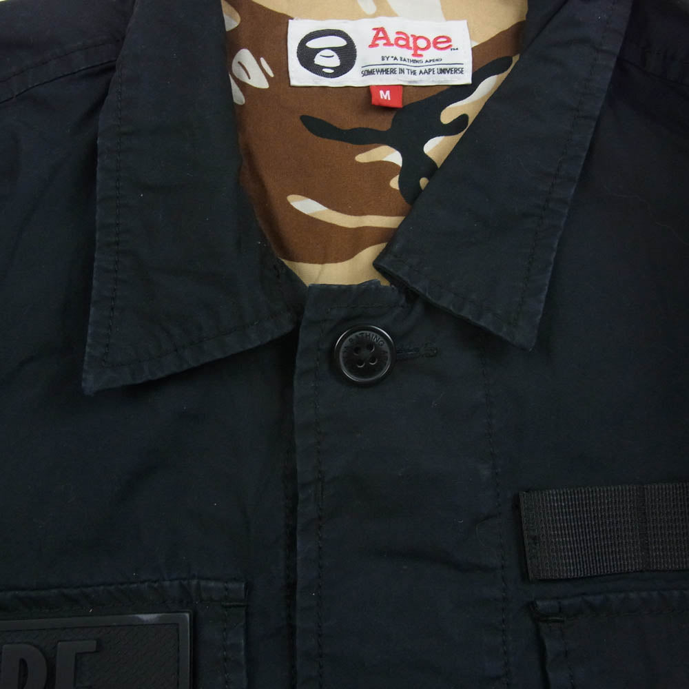 A BATHING APE アベイシングエイプ AAPE M-65 Shirt Jacket ミリタリー シャツ ジャケット ブラック系 M【中古】