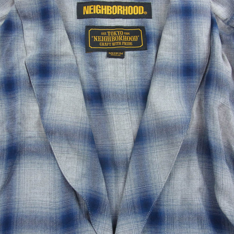 NEIGHBORHOOD ネイバーフッド 181AQNH-JKM02S 18SS GOWN.CHECK/R-COAT ガウン コート グレー系 ブルー系 M【中古】