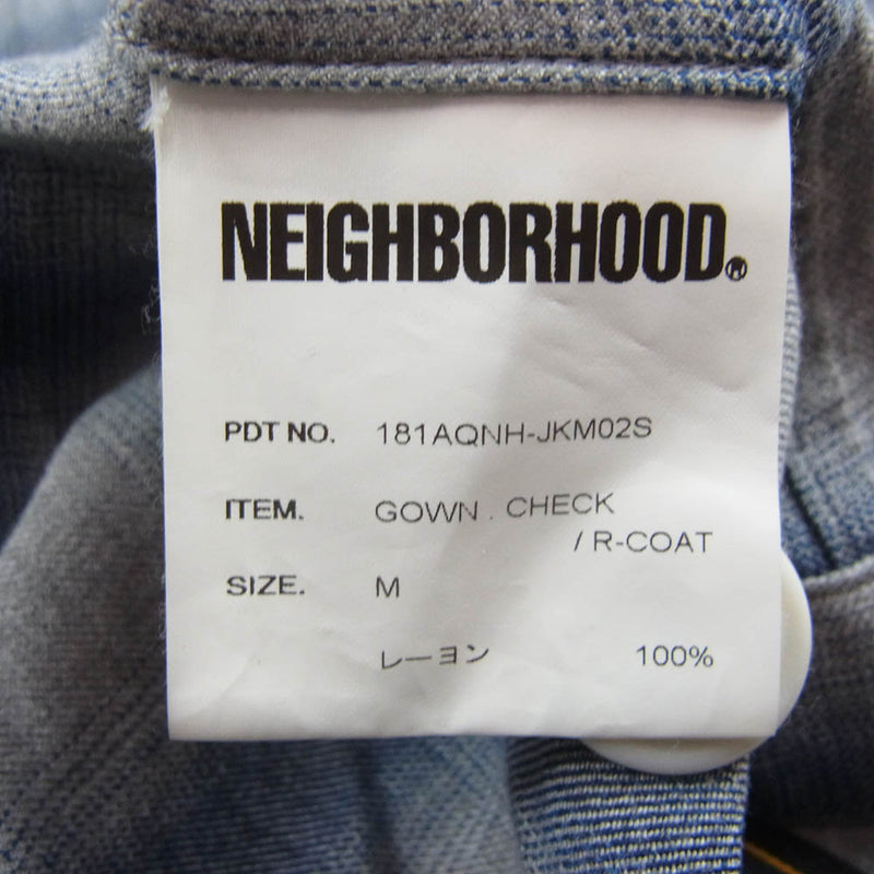 NEIGHBORHOOD ネイバーフッド 181AQNH-JKM02S 18SS GOWN.CHECK/R-COAT ガウン コート グレー系 ブルー系 M【中古】