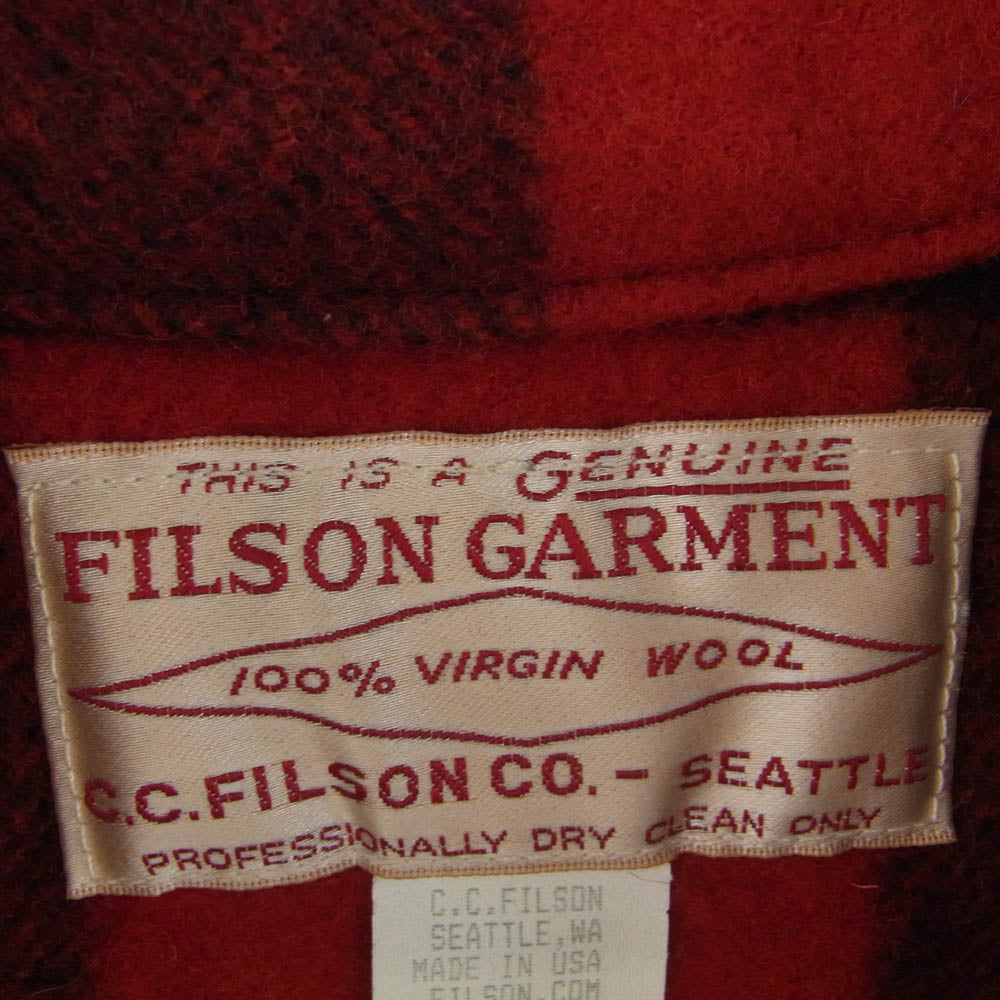 FILSON フィルソン USA製 ダブルマッキーノ バッファロー チェック ウール ジャケット レッド系 40【中古】