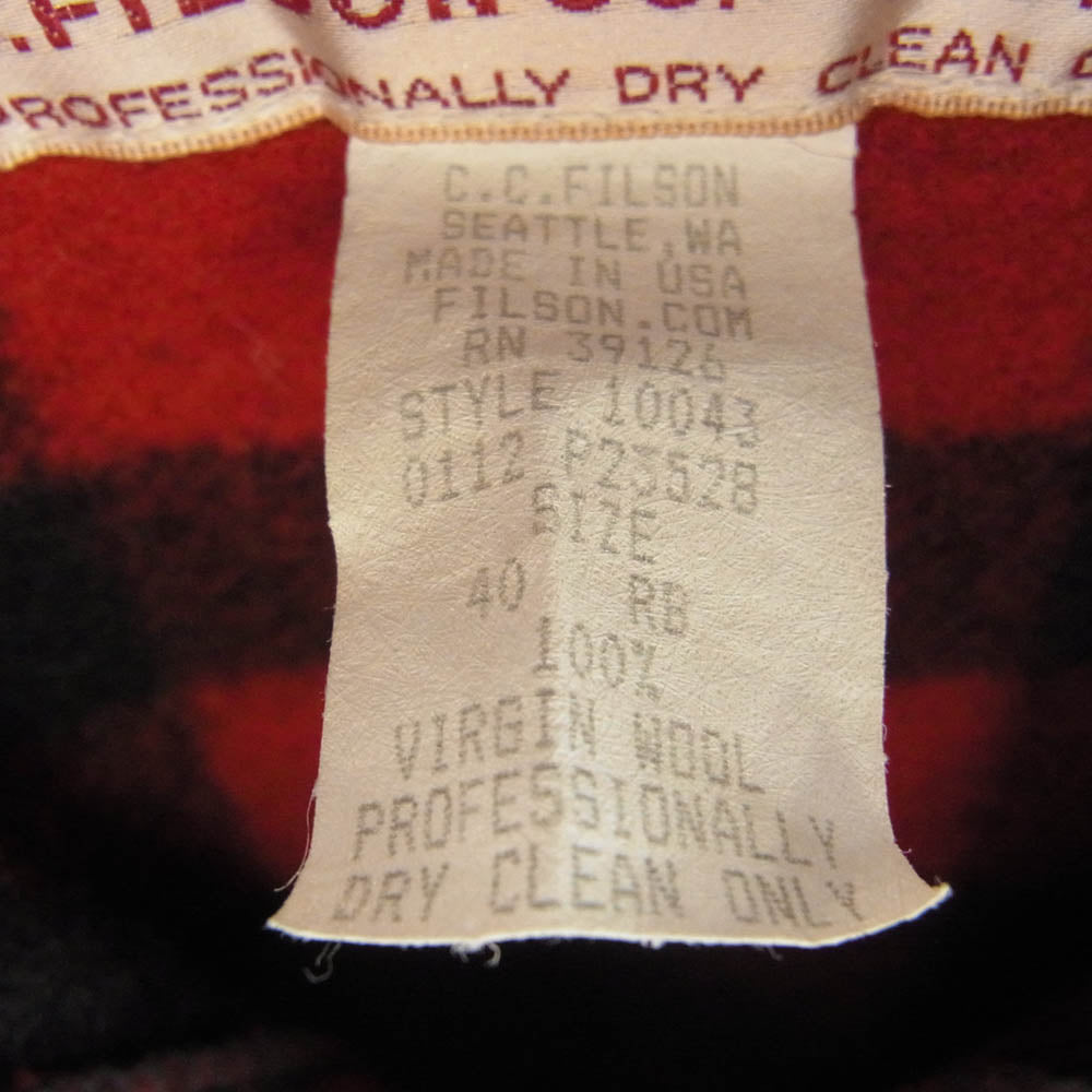 FILSON フィルソン USA製 ダブルマッキーノ バッファロー チェック ウール ジャケット レッド系 40【中古】