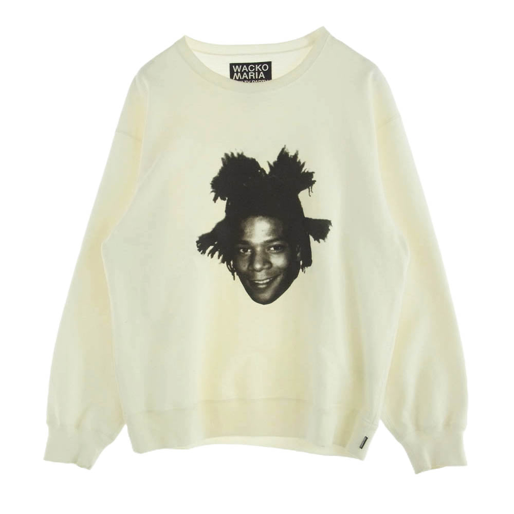 WACKO MARIA ワコマリア 23SS JEAN-MICHEL BASQUIAT HEAVY WEIGHT CREW NECK SWEAT SHIRT ジャンミシェルバスキア ヘビーウェイト クルーネック スウェット トレーナー ホワイト系 XL【中古】