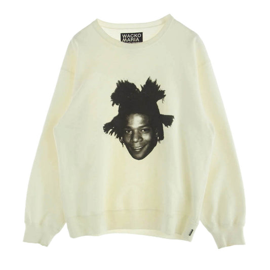 WACKO MARIA ワコマリア 23SS JEAN-MICHEL BASQUIAT HEAVY WEIGHT CREW NECK SWEAT SHIRT ジャンミシェルバスキア ヘビーウェイト クルーネック スウェット トレーナー ホワイト系 XL【中古】
