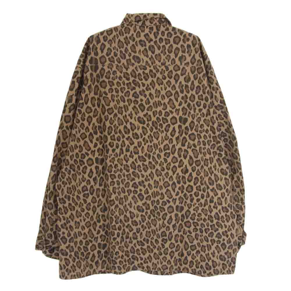 WACKO MARIA ワコマリア LEOPARD FATIGUE JACKET ポケットロゴ レオパード ファティーグ シャツ ジャケット リップストップ ブラウン系 L【中古】