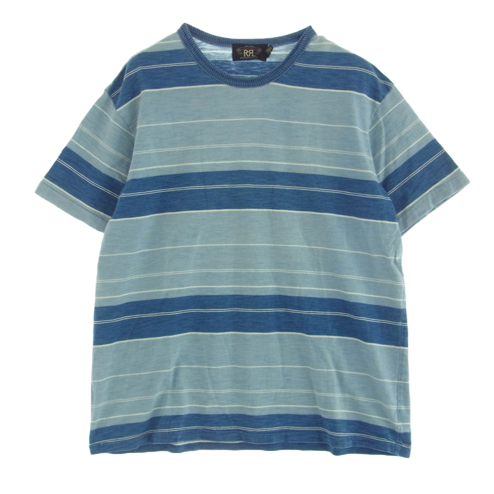 RRL ダブルアールエル INDIGO BORDER TEE インディゴ ボーダー Tシャツ ブルー系 L【中古】