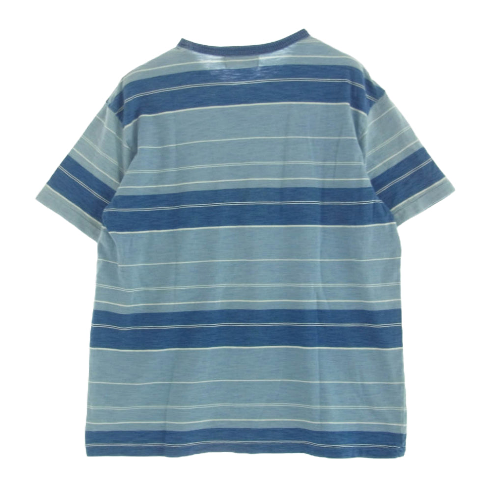 RRL ダブルアールエル INDIGO BORDER TEE インディゴ ボーダー Tシャツ ブルー系 L【中古】