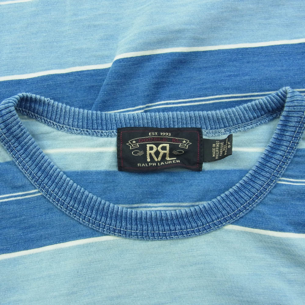 RRL ダブルアールエル INDIGO BORDER TEE インディゴ ボーダー Tシャツ ブルー系 L【中古】