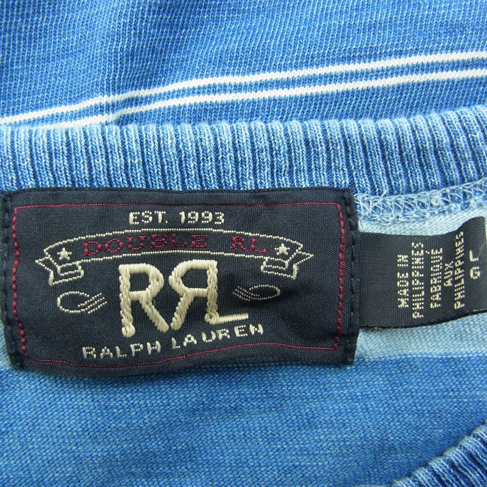 RRL ダブルアールエル INDIGO BORDER TEE インディゴ ボーダー Tシャツ ブルー系 L【中古】