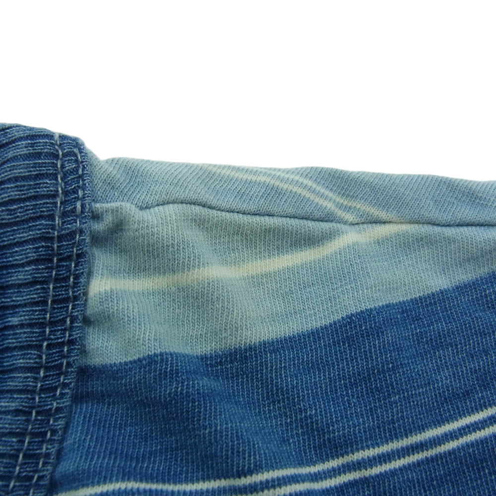 RRL ダブルアールエル INDIGO BORDER TEE インディゴ ボーダー Tシャツ ブルー系 L【中古】