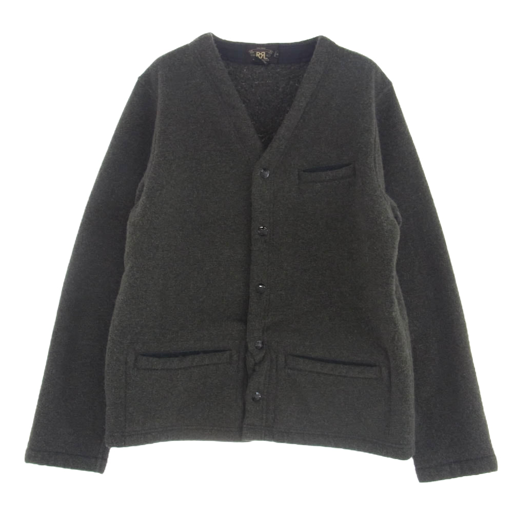 RRL ダブルアールエル V-NECK CARDIGAN Vネック パイル フリース カーディガン グレー系 L【中古】