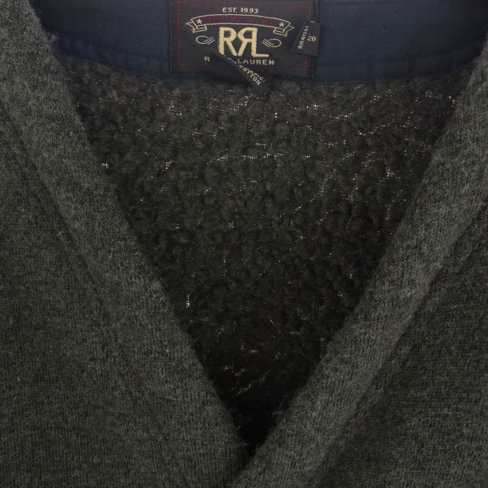 RRL ダブルアールエル V-NECK CARDIGAN Vネック パイル フリース カーディガン グレー系 L【中古】