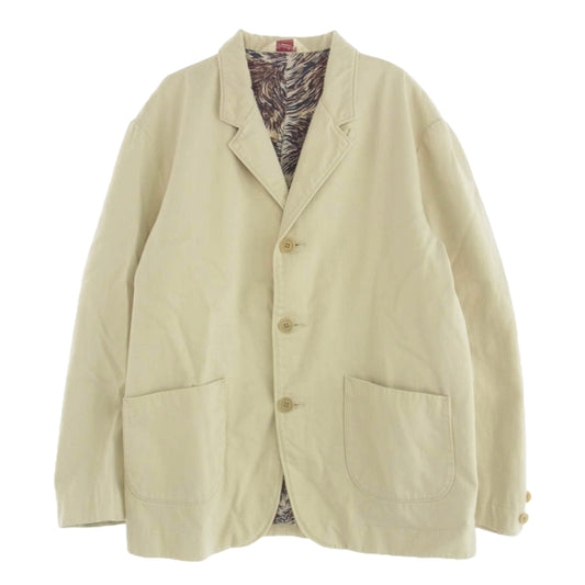 TENDERLOIN テンダーロイン 裏地ウルフ 総柄 テーラード ジャケット ホワイト系 XL【中古】