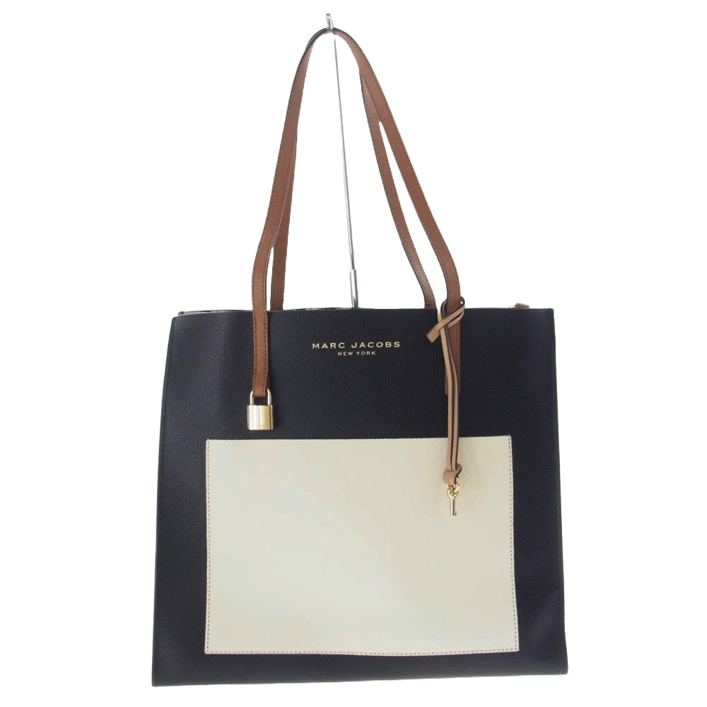 MARC BY MARC JACOBS マークバイマークジェイコブス M0016131 裏地 アルファベット レザー トート バッグ ブラック系【中古】