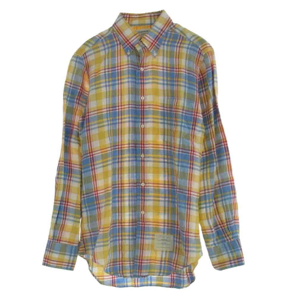 THOM BROWNE トムブラウン リネン チェック柄 長袖シャツ マルチカラー系 1【中古】