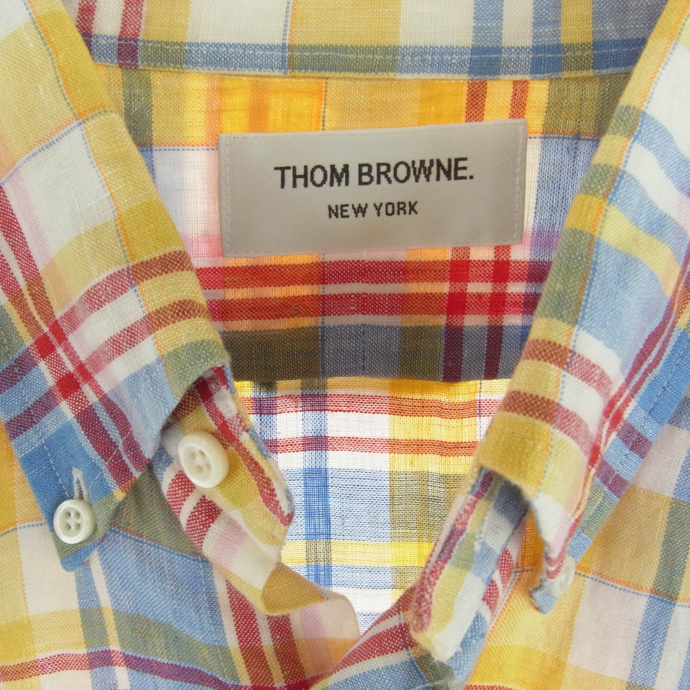 THOM BROWNE トムブラウン リネン チェック柄 長袖シャツ マルチカラー系 1【中古】