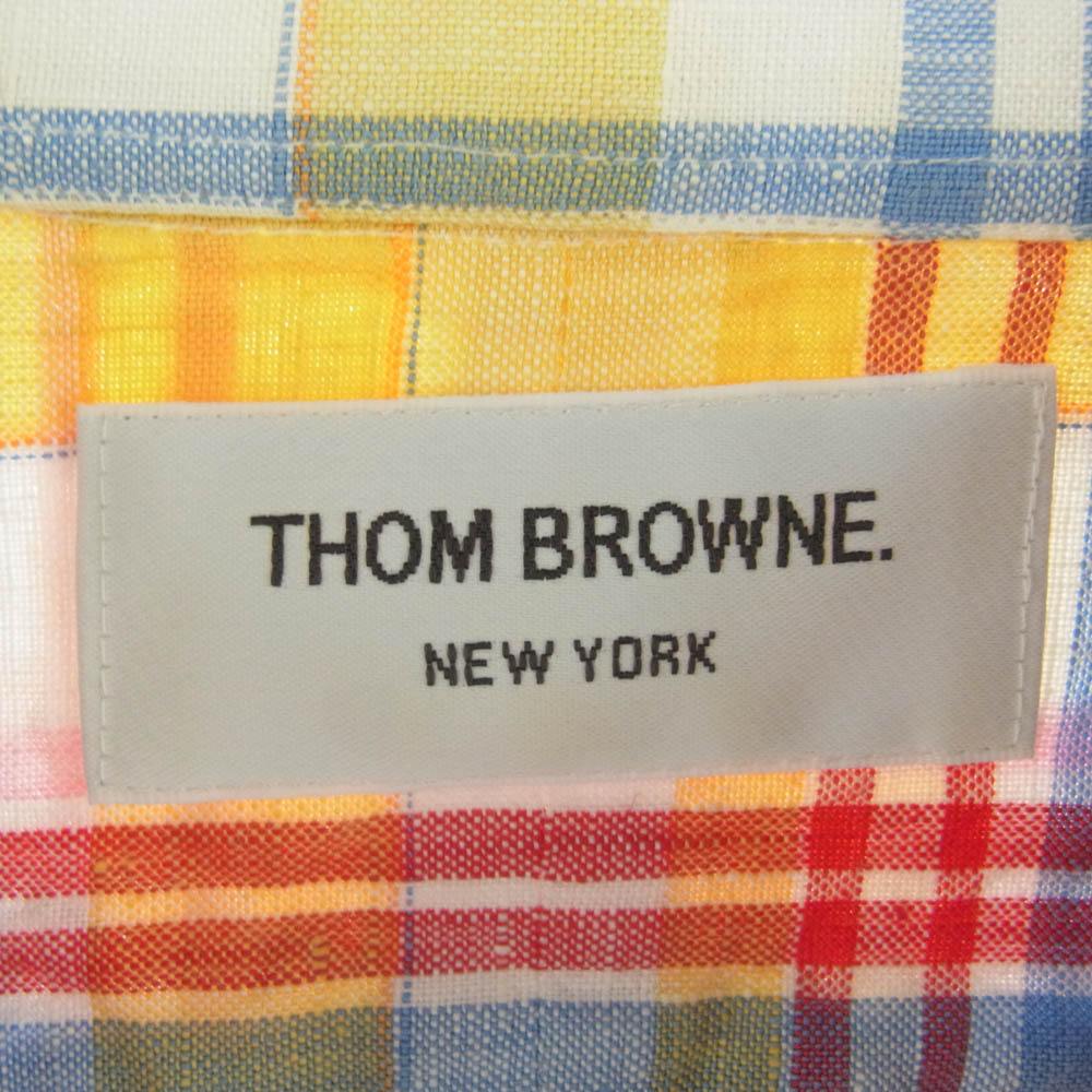 THOM BROWNE トムブラウン リネン チェック柄 長袖シャツ マルチカラー系 1【中古】