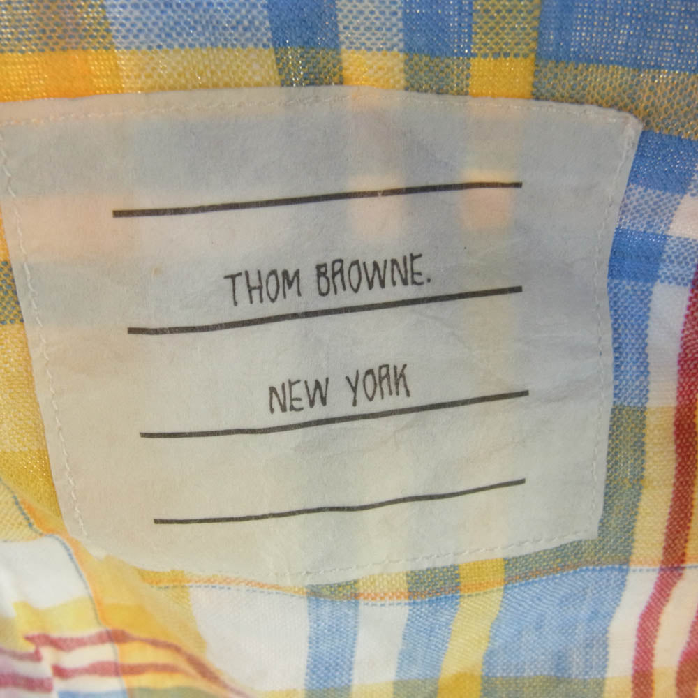 THOM BROWNE トムブラウン リネン チェック柄 長袖シャツ マルチカラー系 1【中古】