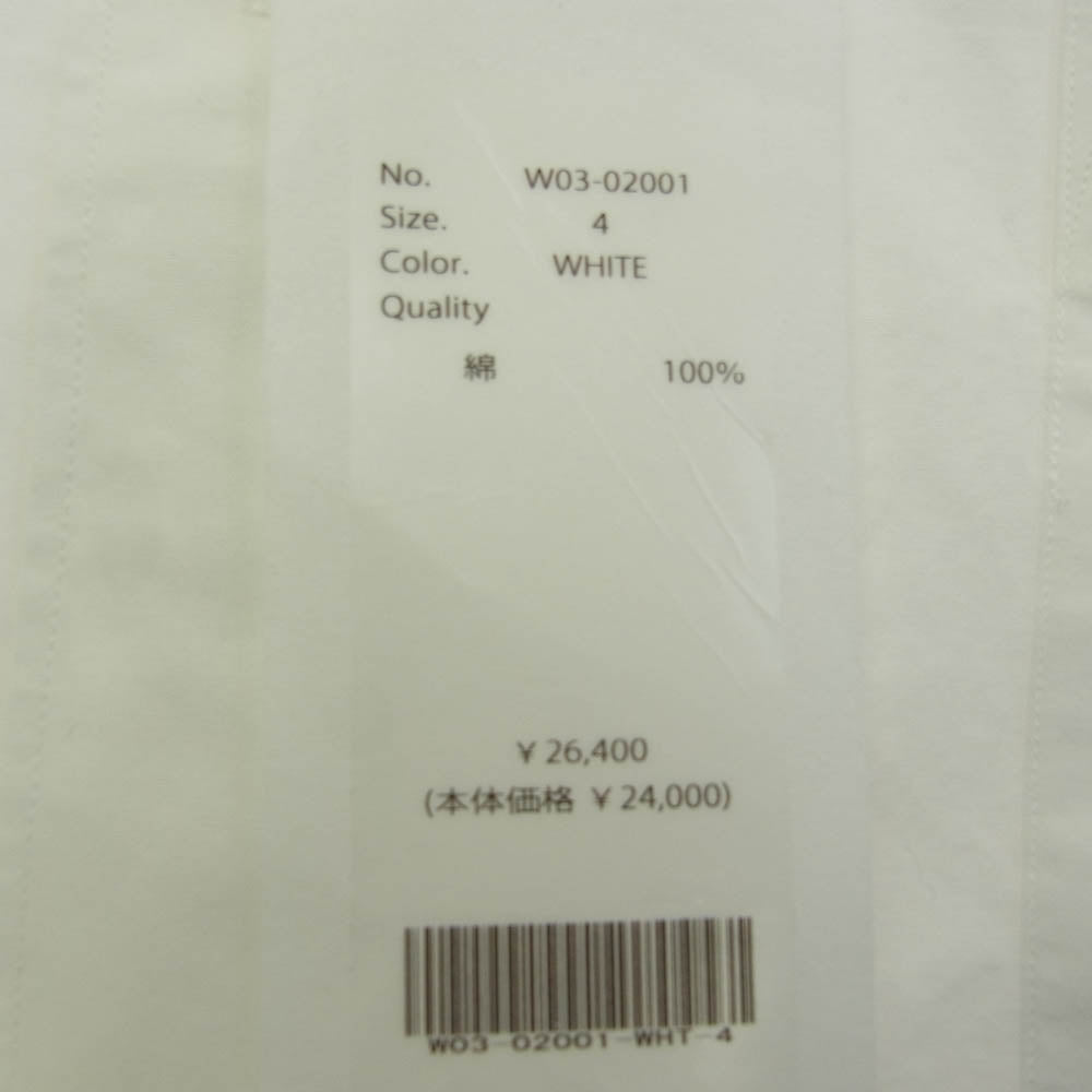 COMOLI コモリ 22AW W03-02001 コモリシャツ コットン 長袖 シャツ ホワイト系 4【中古】