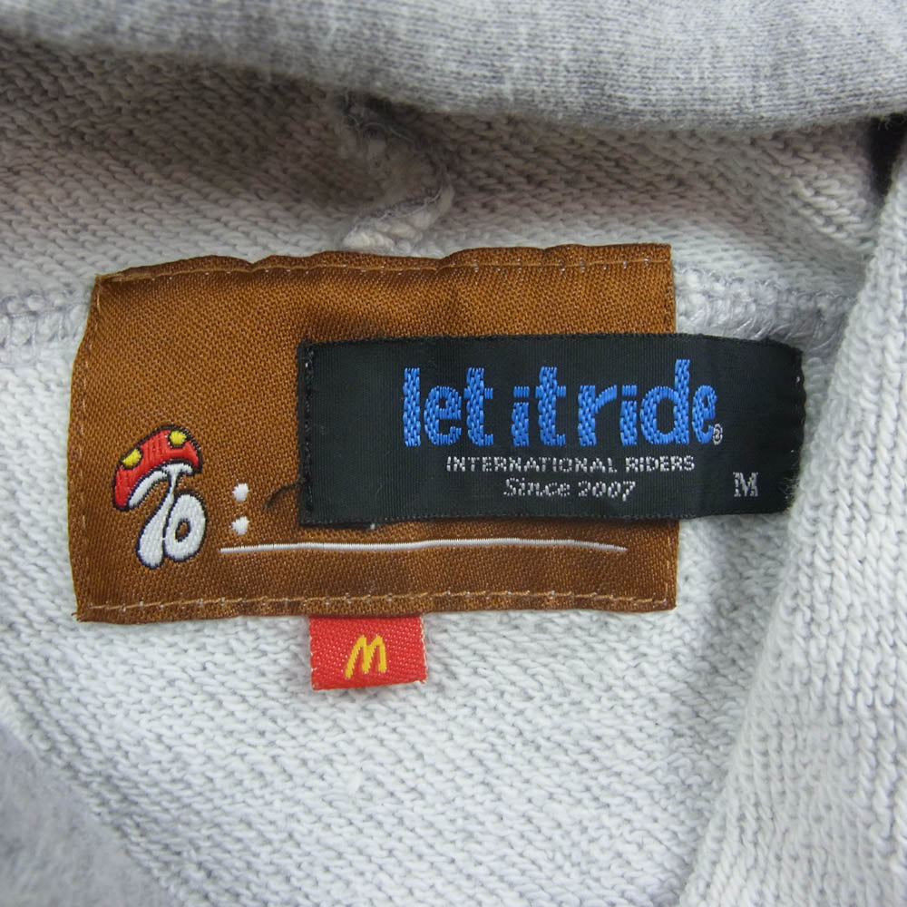 LET IT RIDE レットイットライド LIRアップリケ 刺繍 プルオーバー パーカー フーディ グレー系 M【中古】