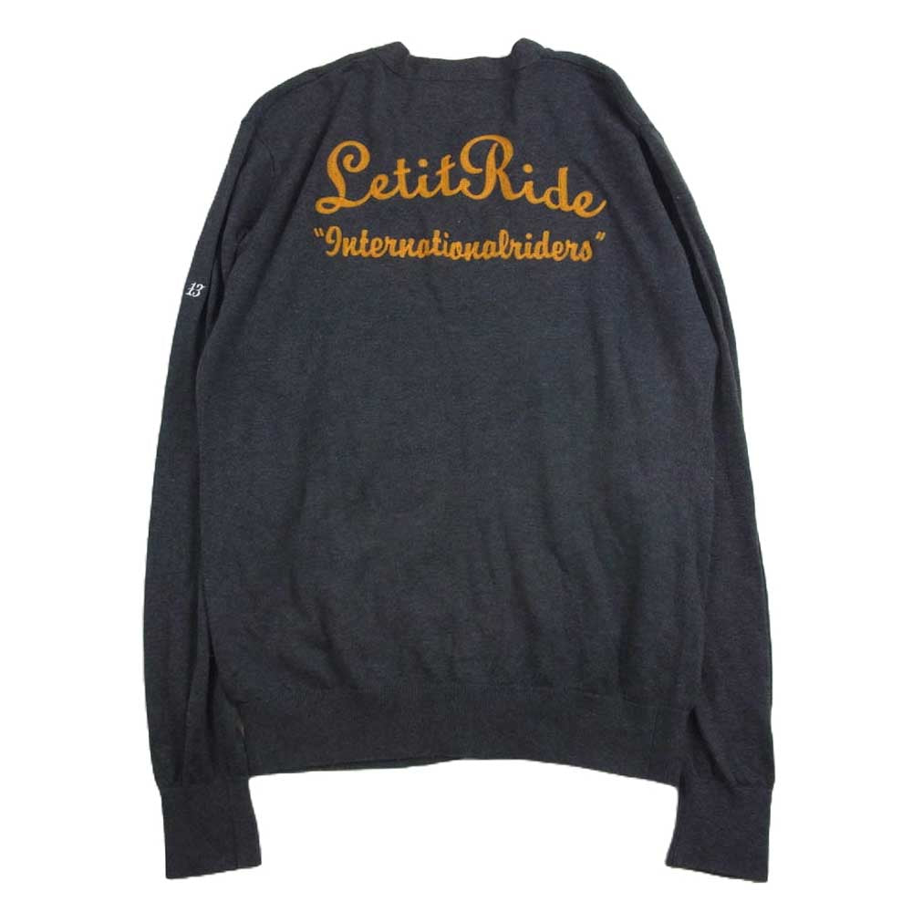 LET IT RIDE レットイットライド LIRNU09-01 ロゴ刺繍 Vネック カーディガン チャコール系 S【中古】