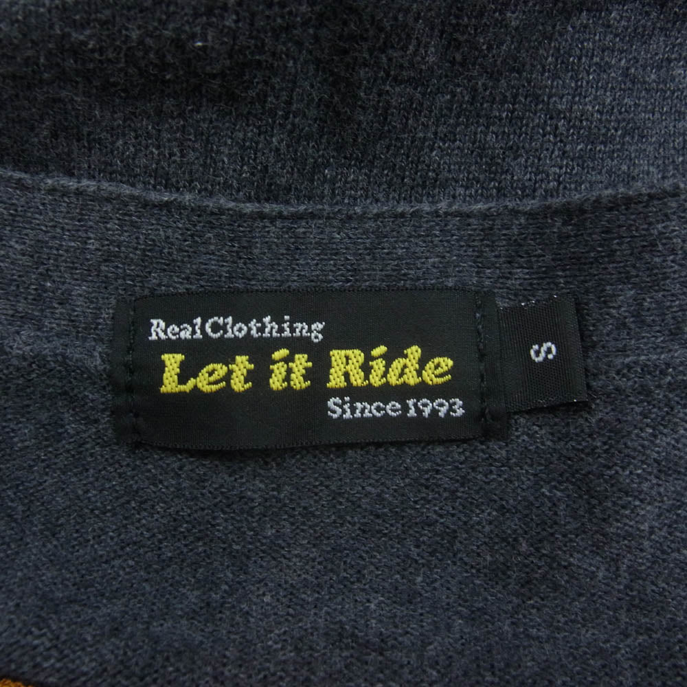 LET IT RIDE レットイットライド LIRNU09-01 ロゴ刺繍 Vネック カーディガン チャコール系 S【中古】