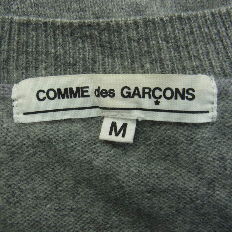 COMME des GARCONS コムデギャルソン OP-N015 本ライン カシミヤ100％ Vネック ニット セーター グレー系 M【中古】