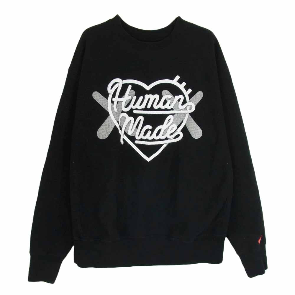 HUMAN MADE ヒューマンメイド 23AW × KAWS Made Sweatshirt カウズ メイド ロゴ プリント クルーネック スウェット ブラック系 XL【中古】