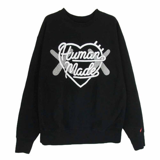 HUMAN MADE ヒューマンメイド 23AW × KAWS Made Sweatshirt カウズ メイド ロゴ プリント クルーネック スウェット ブラック系 XL【中古】