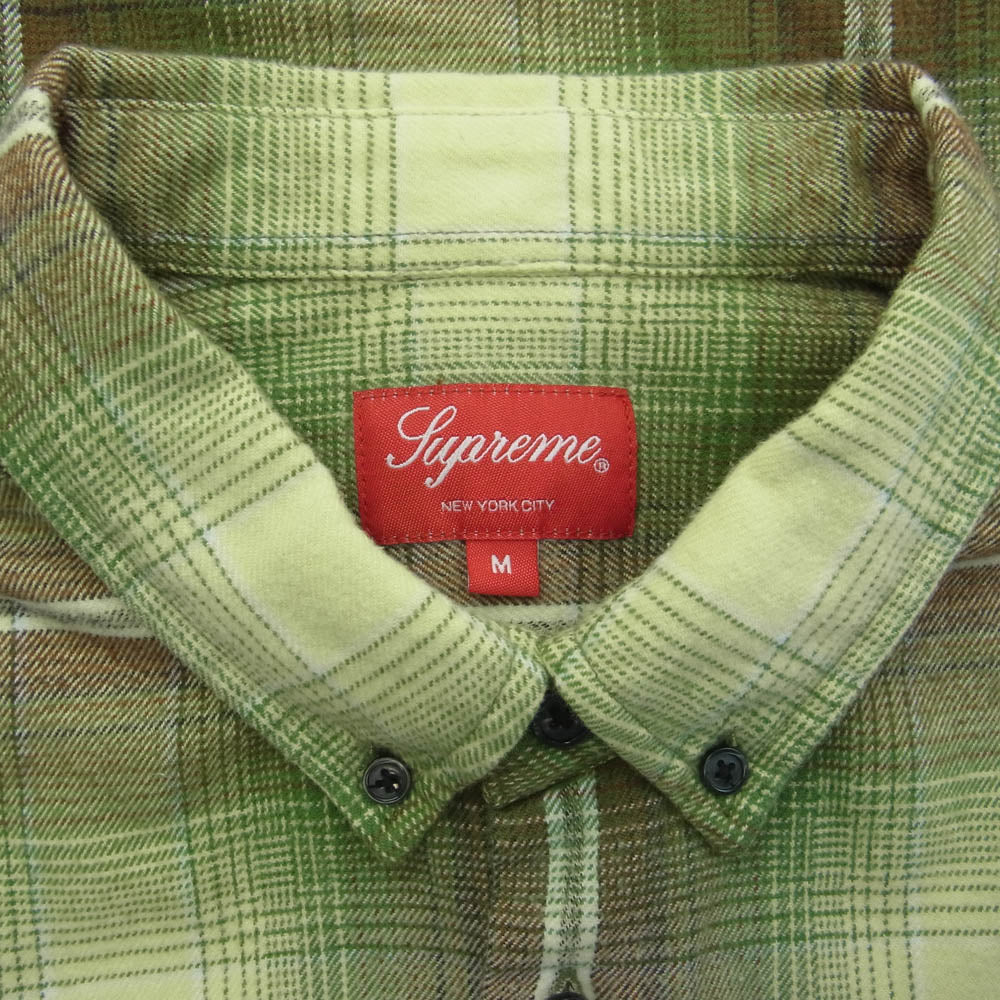 Supreme シュプリーム 23SS Shadow Plaid Flannel Shirt シャドウ プレイド フランネル シャツ グリーン系 M【中古】