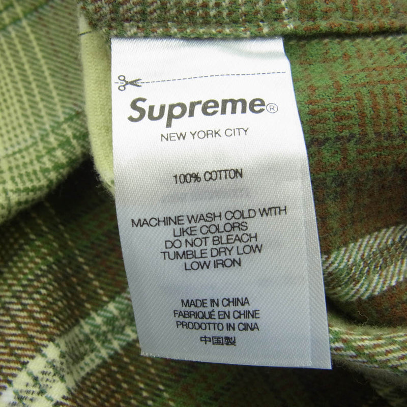 Supreme シュプリーム 23SS Shadow Plaid Flannel Shirt シャドウ プレイド フランネル シャツ グリーン系 M【中古】